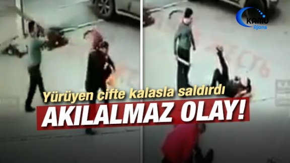 Akılalmaz Olay! Yolda Yürüyen Çifte Kalasla Saldırdı