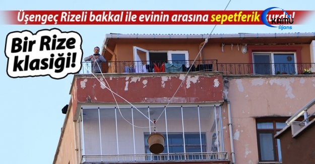 Üşengeç Rizeli Bakkal ile Evinin Arasına İlkel Teleferik Kurdu