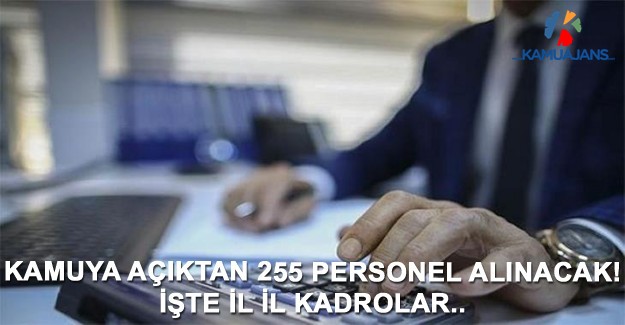 Kamuya Açıktan 255 Personel Alınacak! İşte İl İl Kadrolar..