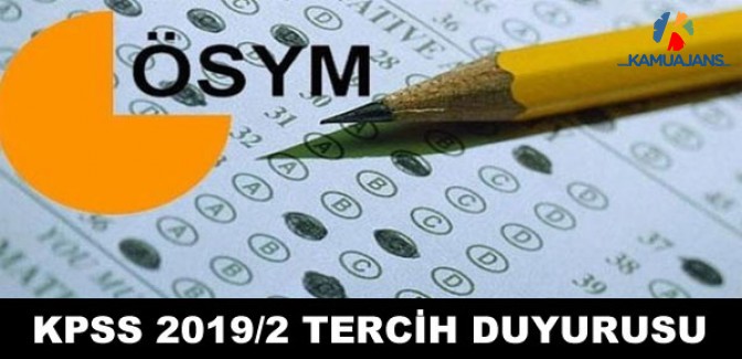 KPSS-2019/2 Tercih Duyurusu