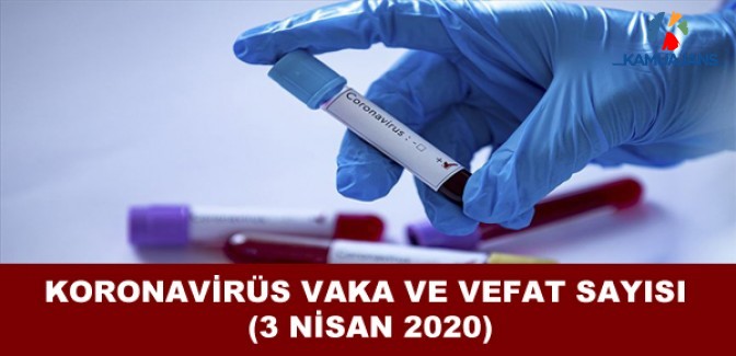 3 Nisan 2020 Tarihli Koronavirüs Vaka ve Vefat Sayısı