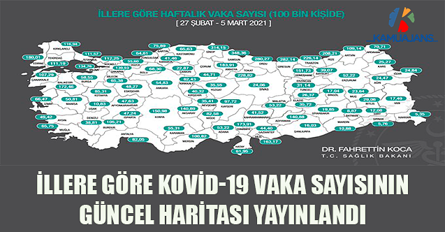 İllere Göre Kovid-19 Vaka Sayısının Güncel Haritası Yayınlandı