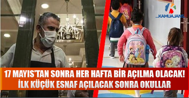 17 Mayıs'tan Sonra Her Hafta Bir Açılma Olacak! İlk Küçük Esnaf Açılacak Sonra Okullar