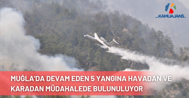 Muğla'da Devam Eden 5 Yangına Havadan ve Karadan Müdahalede Bulunuluyor