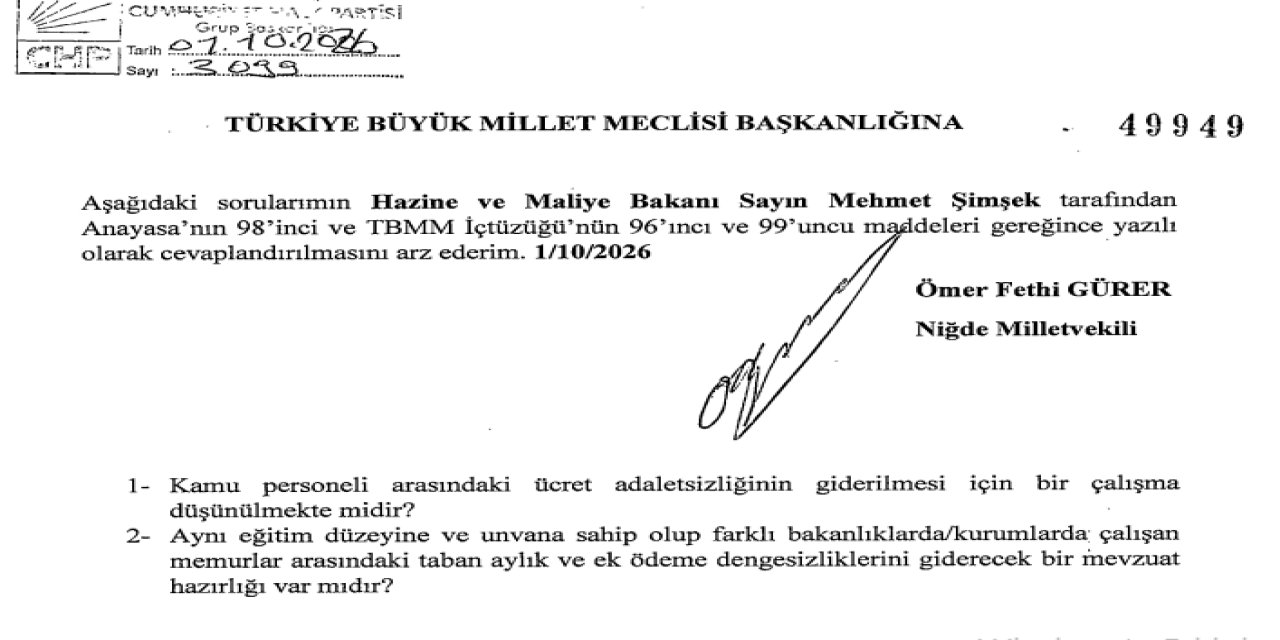 Kamu personeli arasındaki ücret adaletsizliği Mehmet Şimşek'e Soruldu