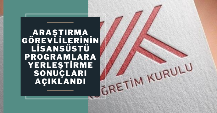 Araştırma görevlilerinin lisansüstü programlara yerleştirme sonuçları açıklandı