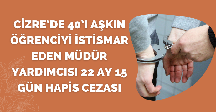 Cizre’de 40’ı aşkın öğrenciyi istismar eden Müdür Yardımcısı 22 ay 15 gün hapis cezası