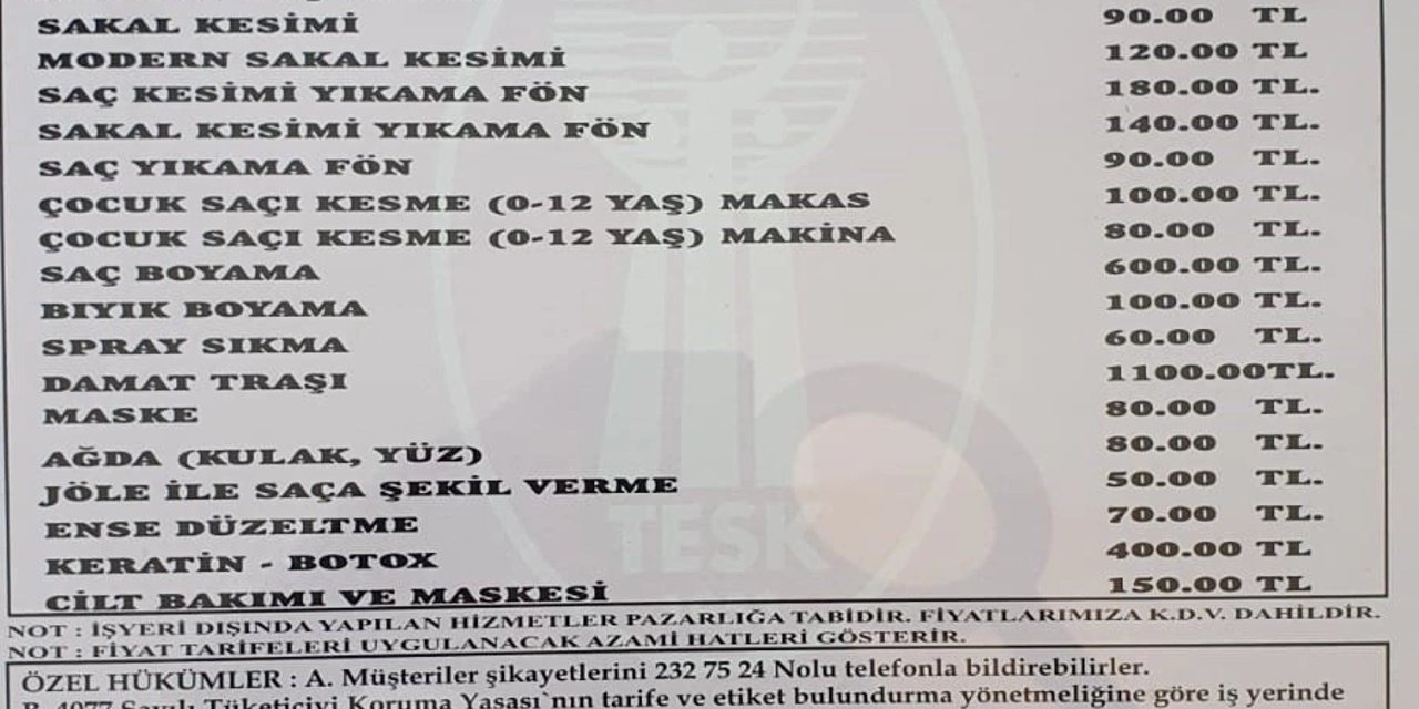 Berber fiyatlarına zam